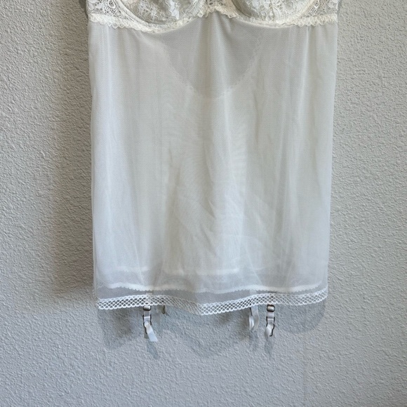 Victoria's Secret Y2K White Chemise Corset Top Slip Mesh Lace Babydoll Fairy L - Picture 11 of 11